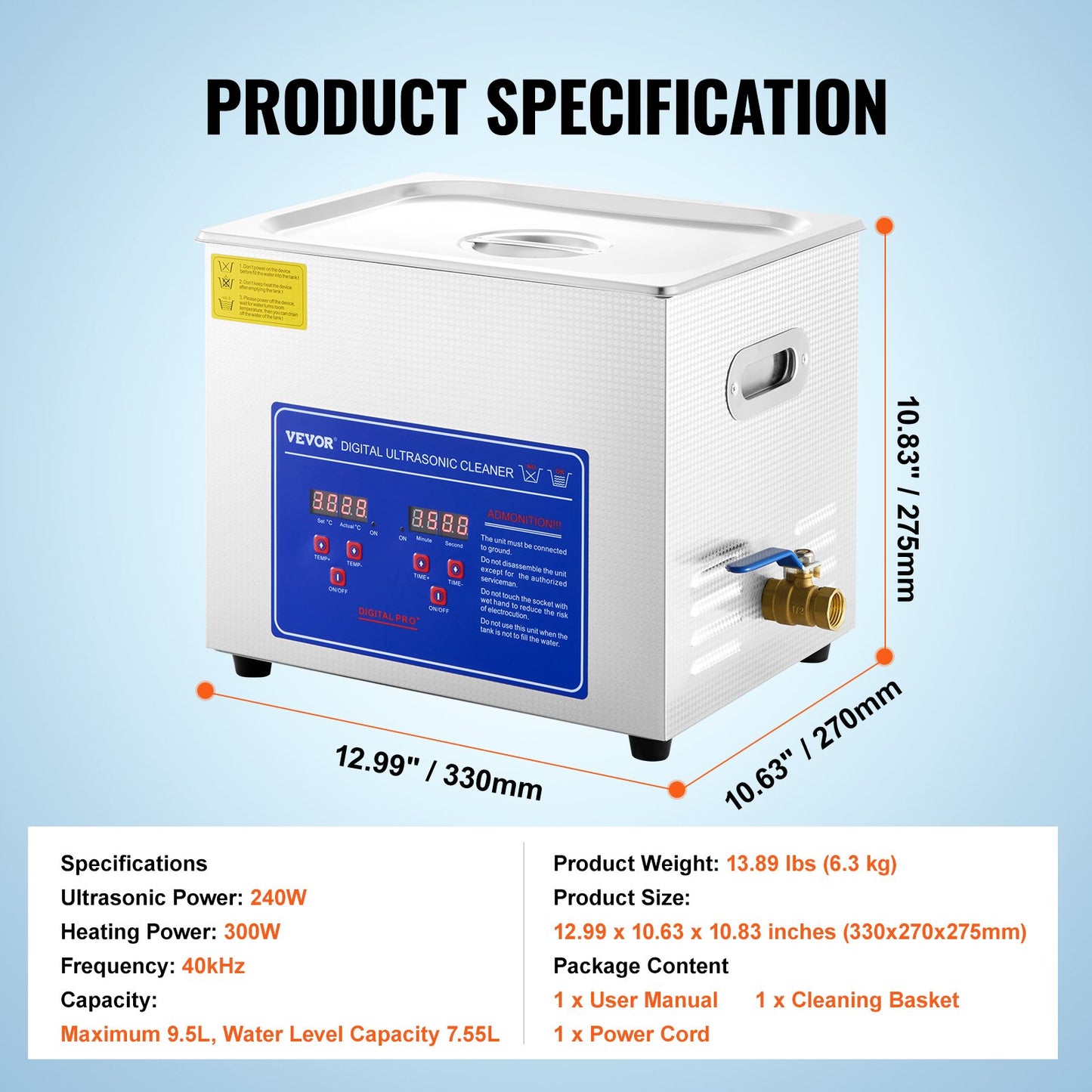 Vevor 10L Ultrasonic Cleaner