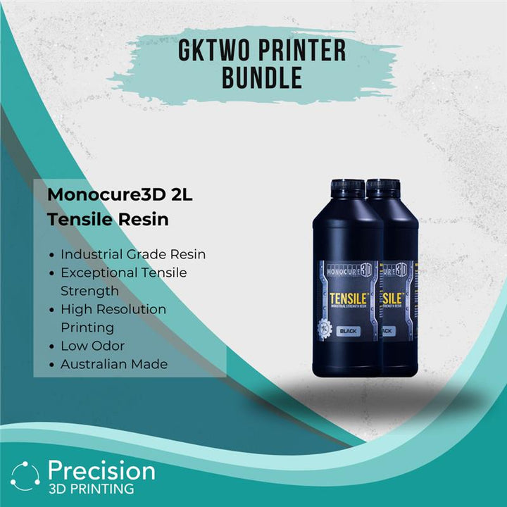 Monocure3D Tensile Resin, 2L capacity, perfect for Australian resin 3D printers.