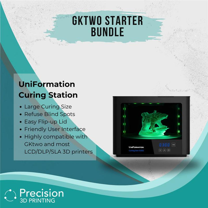 Uniformation curing station for resin 3D printers, ensuring a flawless finish.